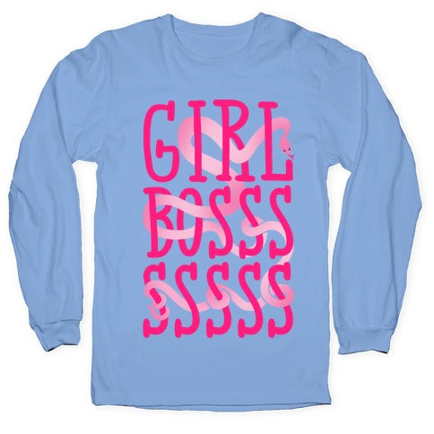Girl Boss Snake Parody White Print Longsleeve Tee
